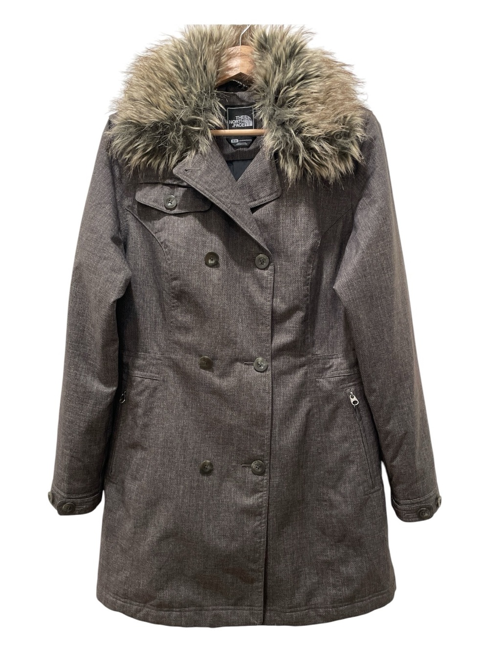 The North Face Women's Boulevard Primaloft Grey w/ removable faux fur collar Med